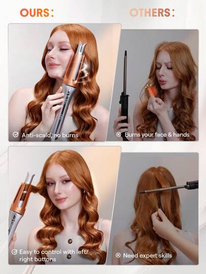 Automatic Curling Iron 1 inch with 3 Temperatures Fast Heating, 2-Way Rotation.