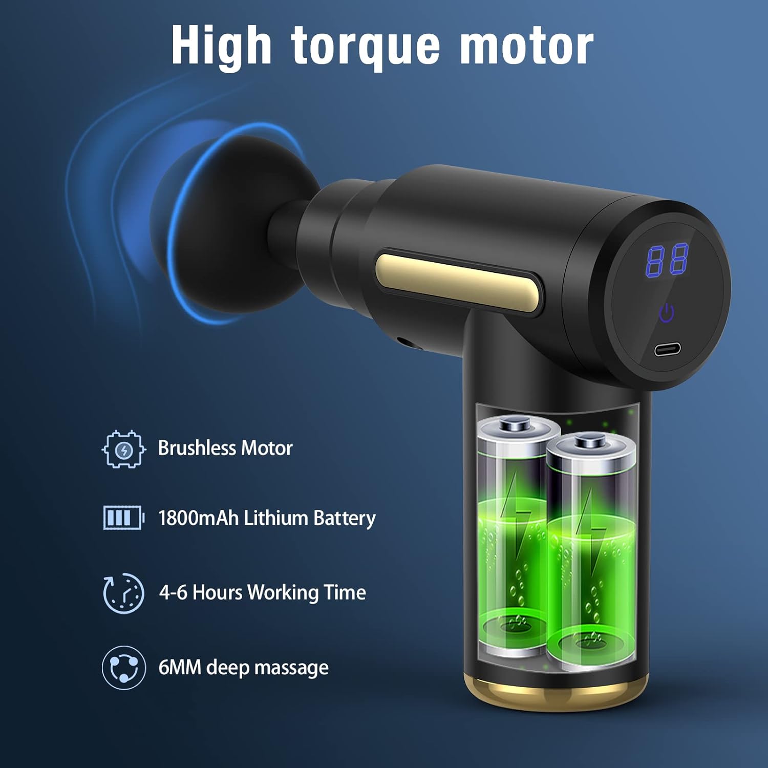 Mini Massage Gun,Muscle Gun,Massage Gun Deep Tissue Massager,LCD Touch Screen,Type-C Percussion Muscle Massager