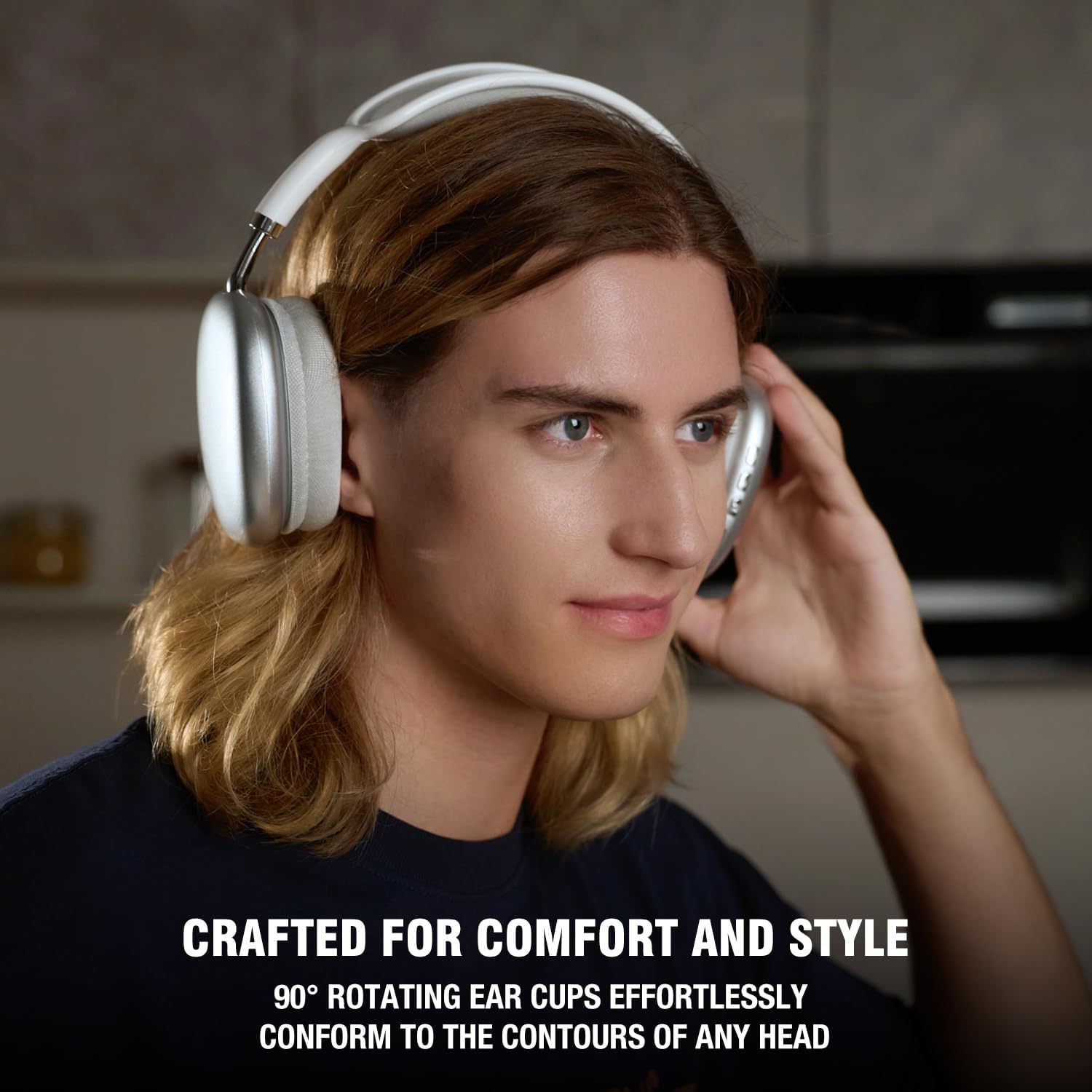 P9 Wireless Bluetooth Headphones with Noise Cancelling HiFi Stereo Over-Ear Headset Home Gym Office Gaming Earphones (White)