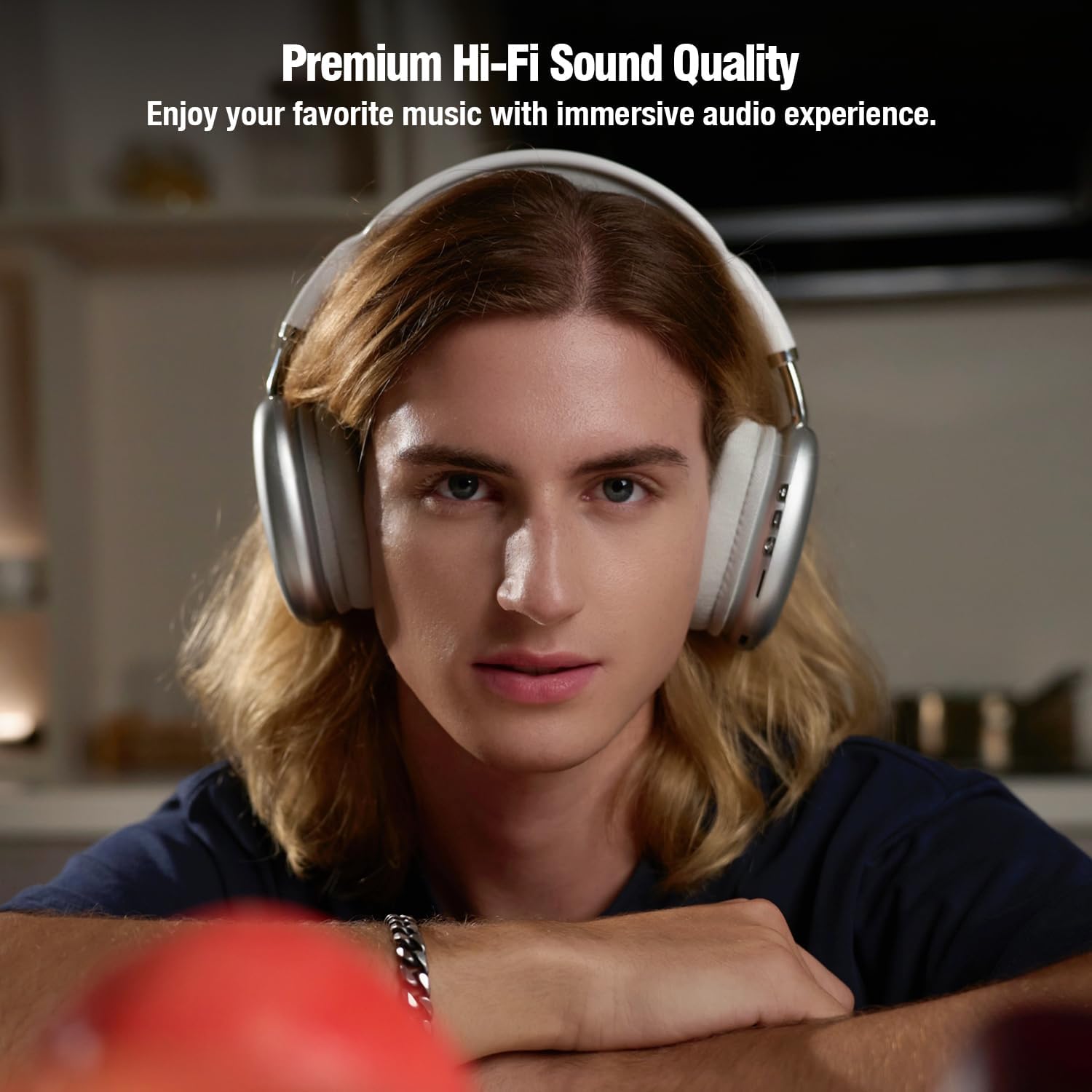 P9 Wireless Bluetooth Headphones with Noise Cancelling HiFi Stereo Over-Ear Headset Home Gym Office Gaming Earphones (White)