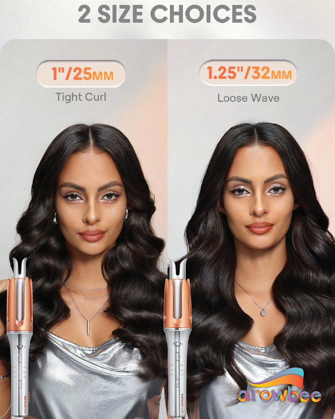 Automatic Curling Iron 1 inch with 3 Temperatures Fast Heating, 2-Way Rotation.