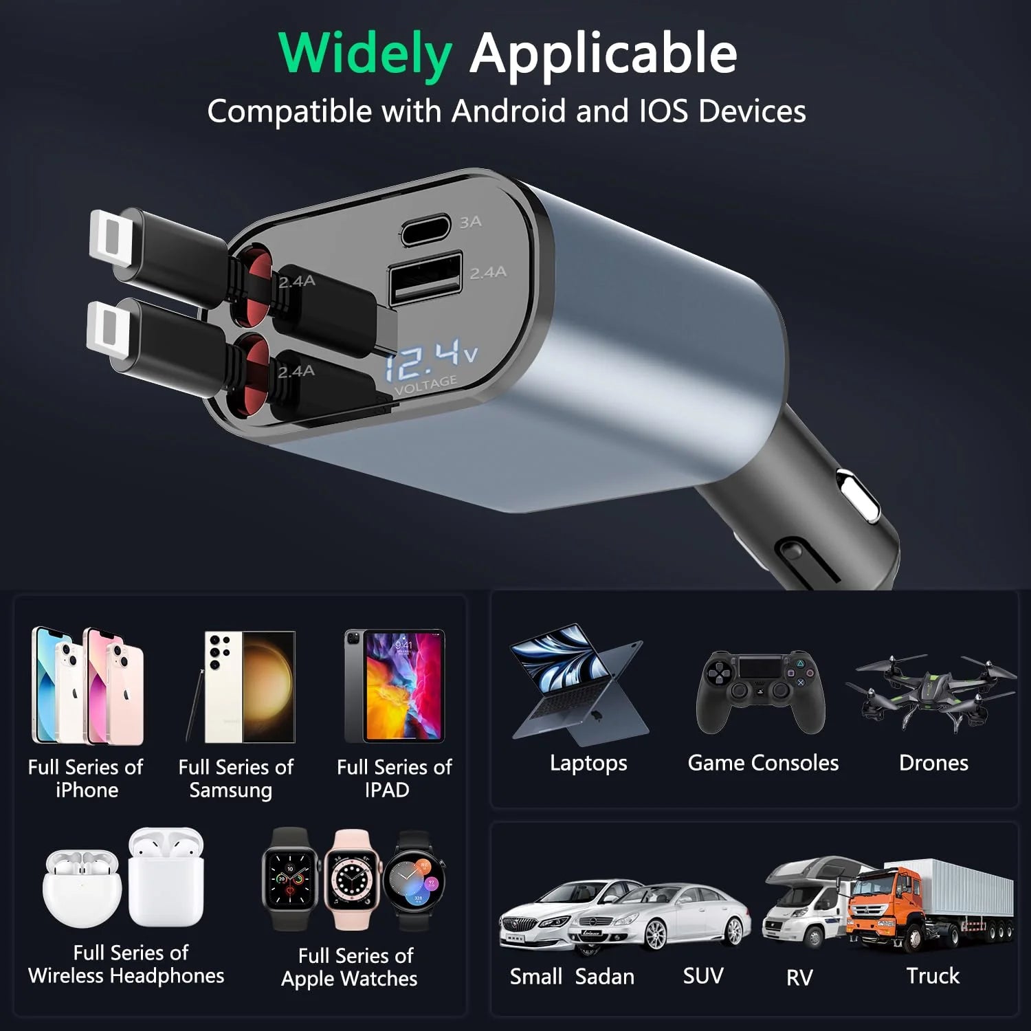 4 in 1 Retractable Charger