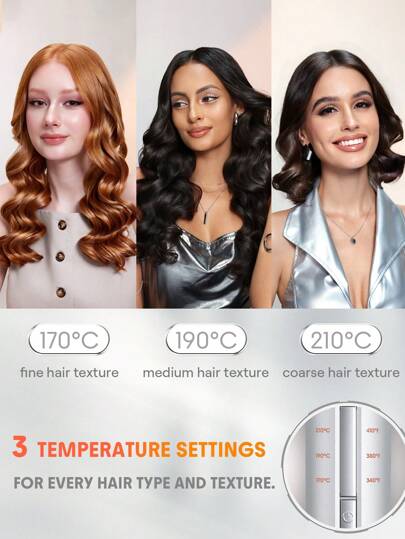 Automatic Curling Iron 1 inch with 3 Temperatures Fast Heating, 2-Way Rotation.