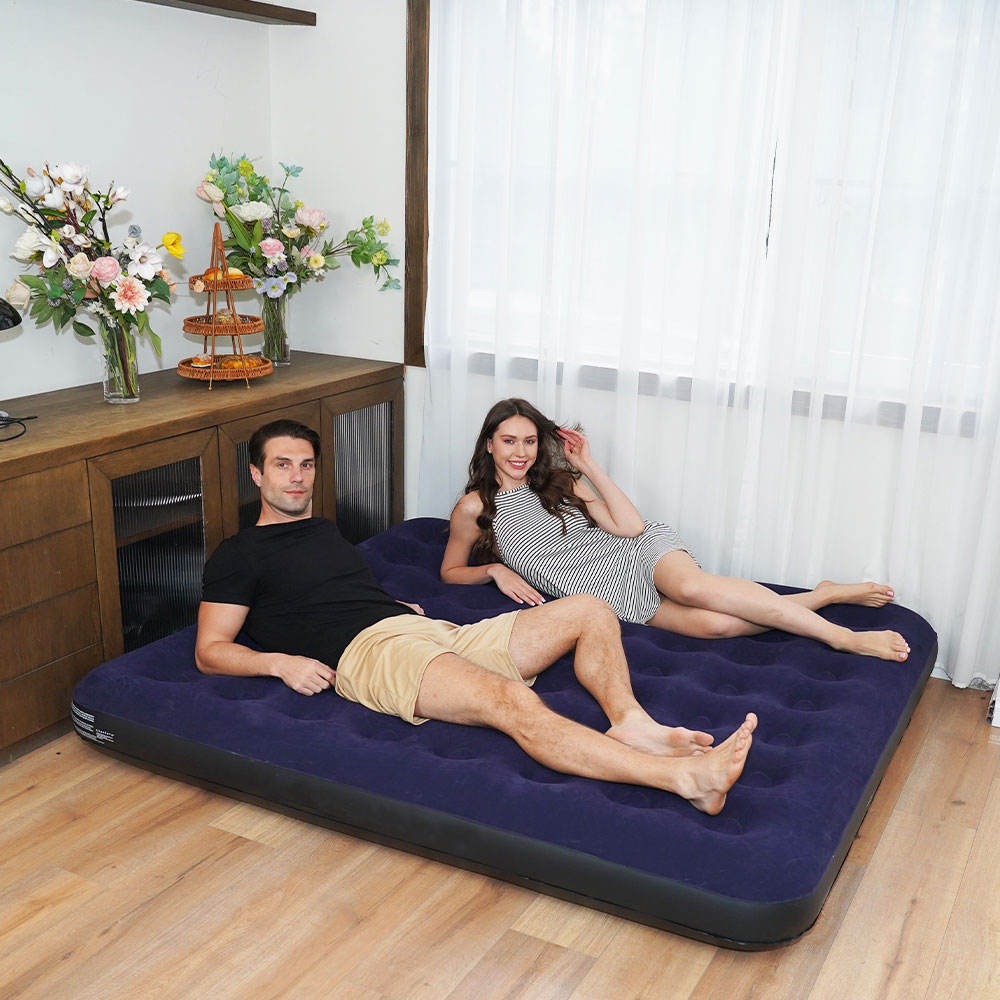 Camping Queen Size Camping Air Mattress Inflatable Bed with Pillow, Include Hand Pump table Mattress