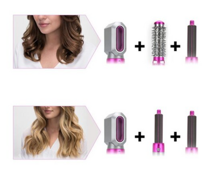 Generic 5 In 1 Hot Air Brush Hair Curler Set - Grey