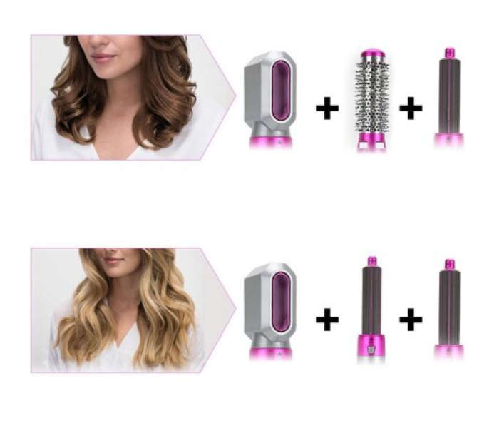 Generic 5 In 1 Hot Air Brush Hair Curler Set - Grey