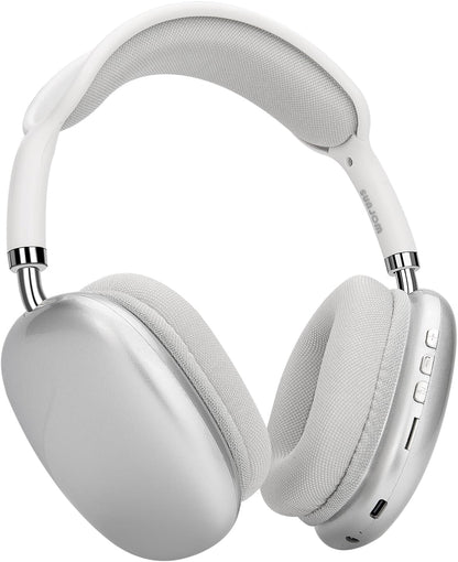 P9 Wireless Bluetooth Headphones with Noise Cancelling HiFi Stereo Over-Ear Headset Home Gym Office Gaming Earphones (White)