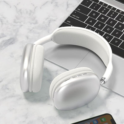 P9 Wireless Bluetooth Headphones with Noise Cancelling HiFi Stereo Over-Ear Headset Home Gym Office Gaming Earphones (White)